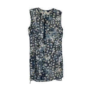 Cabi Avery Tunic Top Size XS Sheer Button Front Sleeveless Blouse Blue #416 Cute